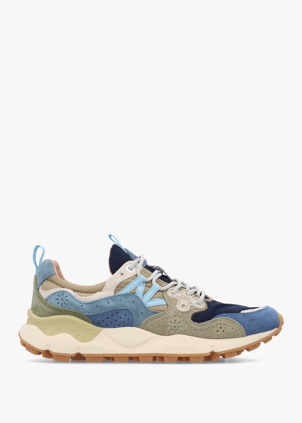 Men’s Yamano 3 Navy Blue Kaki Nylon & Suede Trainers