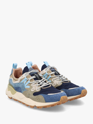 Men’s Yamano 3 Navy Blue Kaki Nylon & Suede Trainers