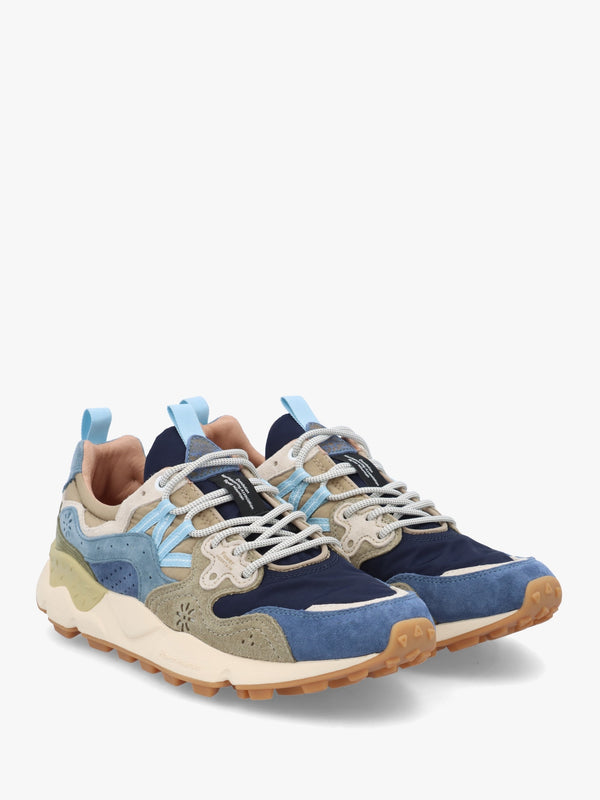 Men’s Yamano 3 Navy Blue Kaki Nylon & Suede Trainers