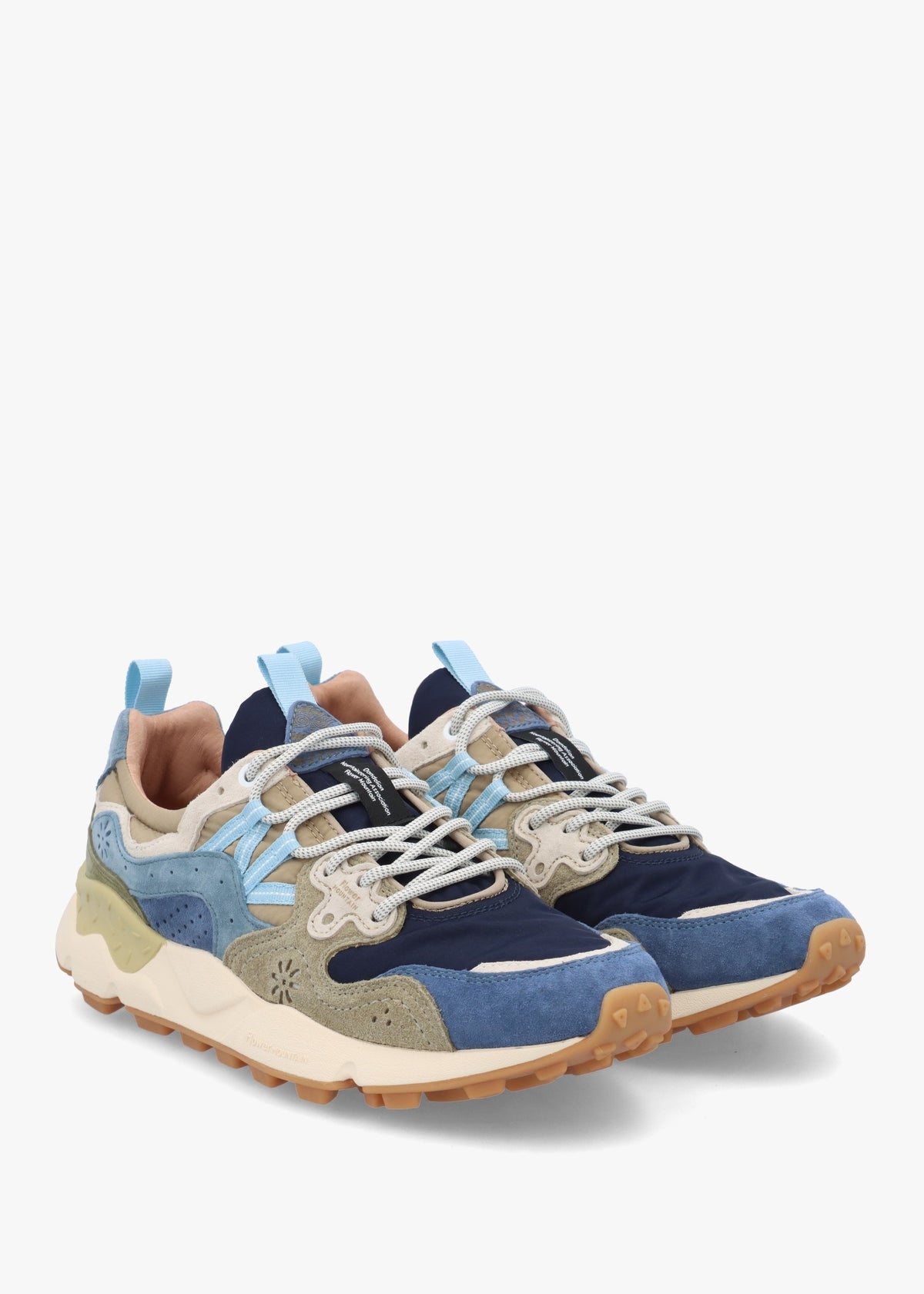 Men’s Yamano 3 Navy Blue Kaki Nylon & Suede Trainers