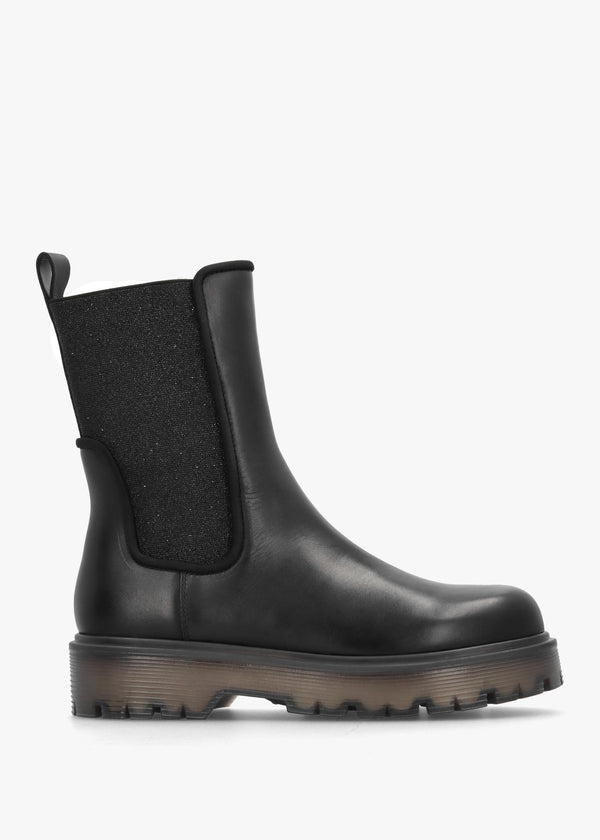 Ezzie Black Leather Tall Chelsea Boots
