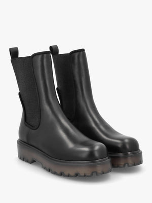 Ezzie Black Leather Tall Chelsea Boots