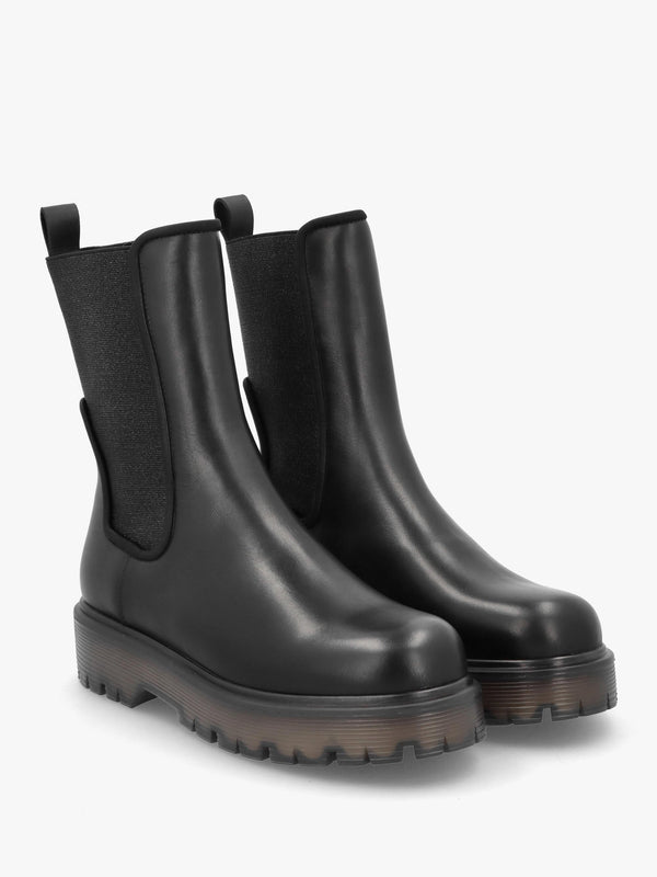 Ezzie Black Leather Tall Chelsea Boots