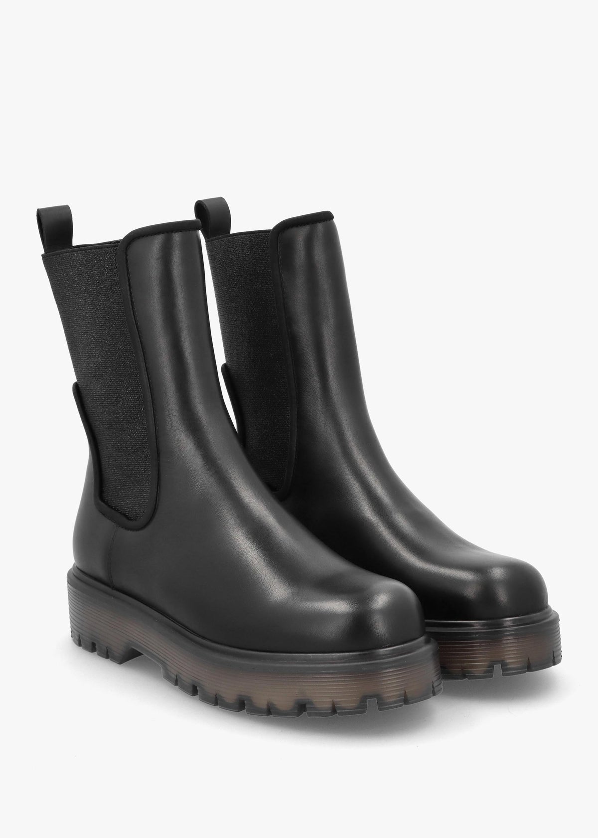 Ezzie Black Leather Tall Chelsea Boots