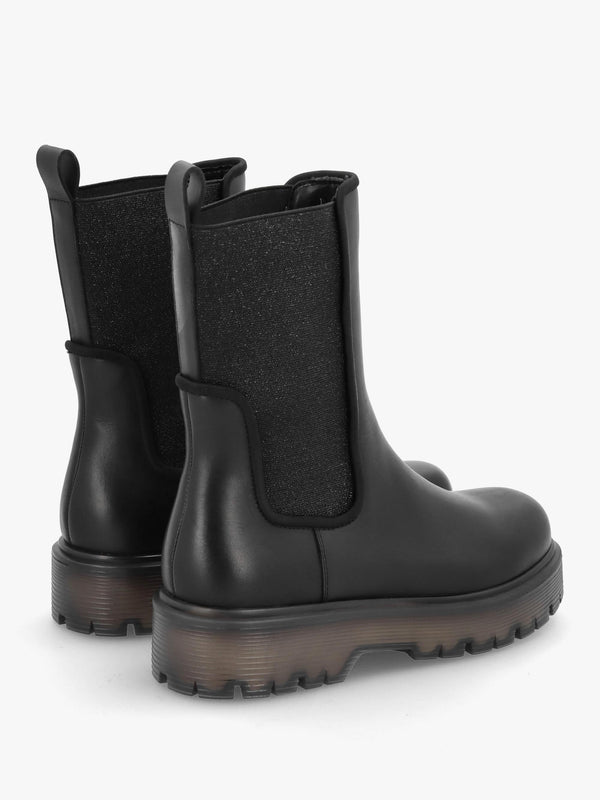 Ezzie Black Leather Tall Chelsea Boots