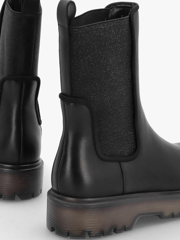 Ezzie Black Leather Tall Chelsea Boots