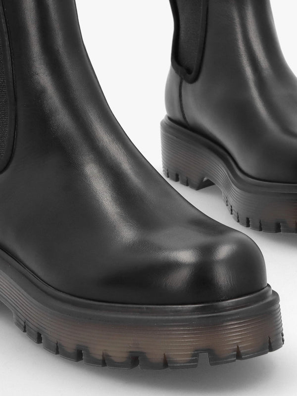 Ezzie Black Leather Tall Chelsea Boots