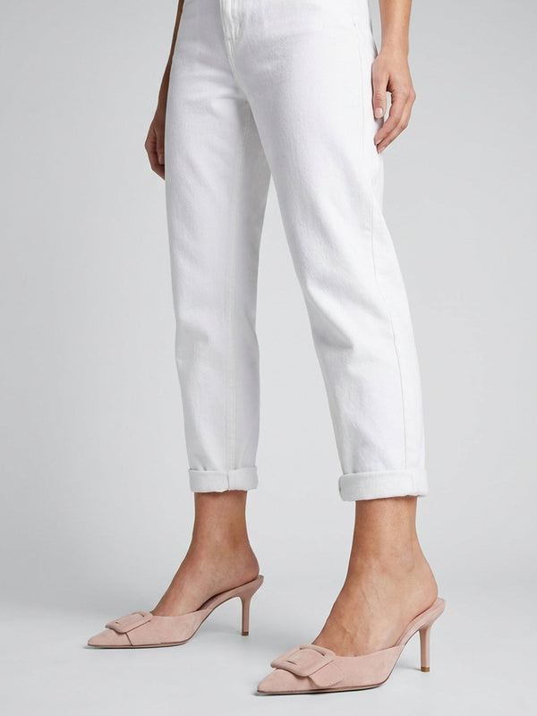 Etta Nude Suede Buckle Trim Heeled Mules