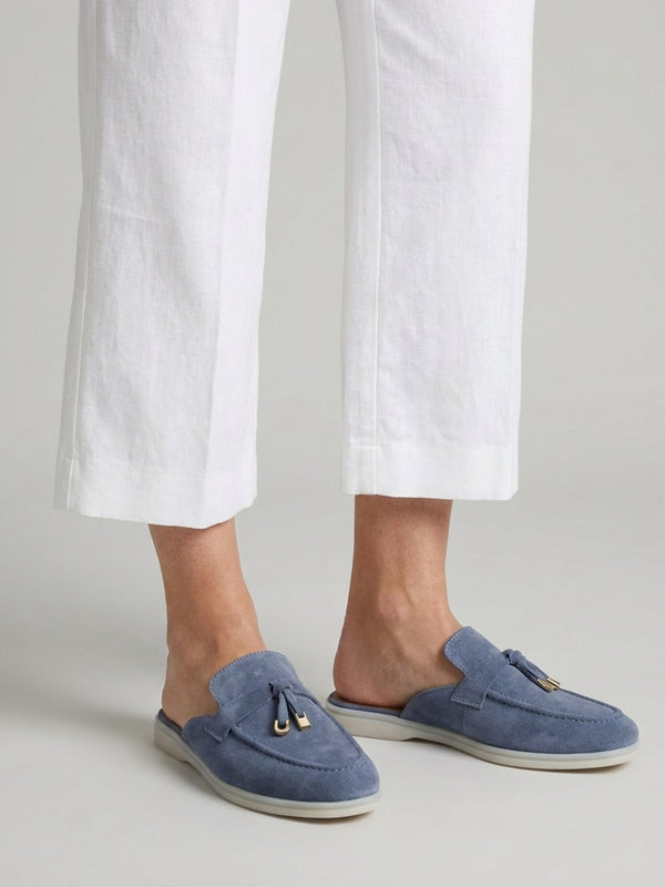 Siani Blue Suede Loafer Mules