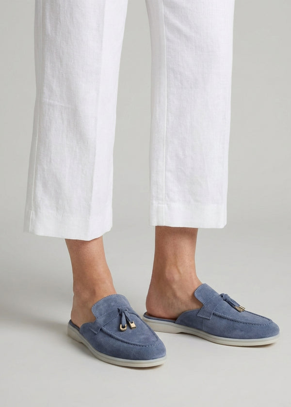 Siani Blue Suede Loafer Mules