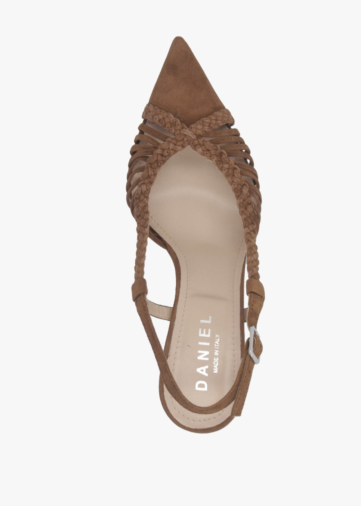 Nuri Tan Suede Plaited Cage Heel Sling Backs