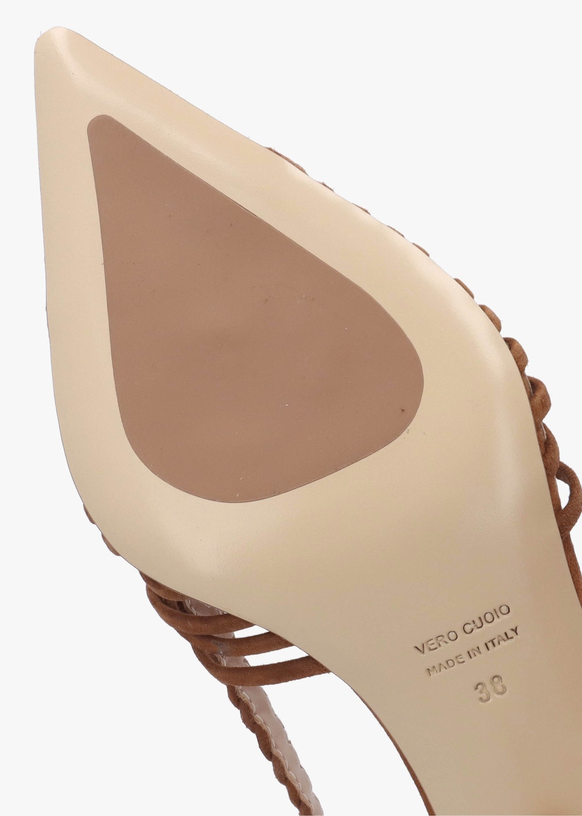 Nuri Tan Suede Plaited Cage Heel Sling Backs