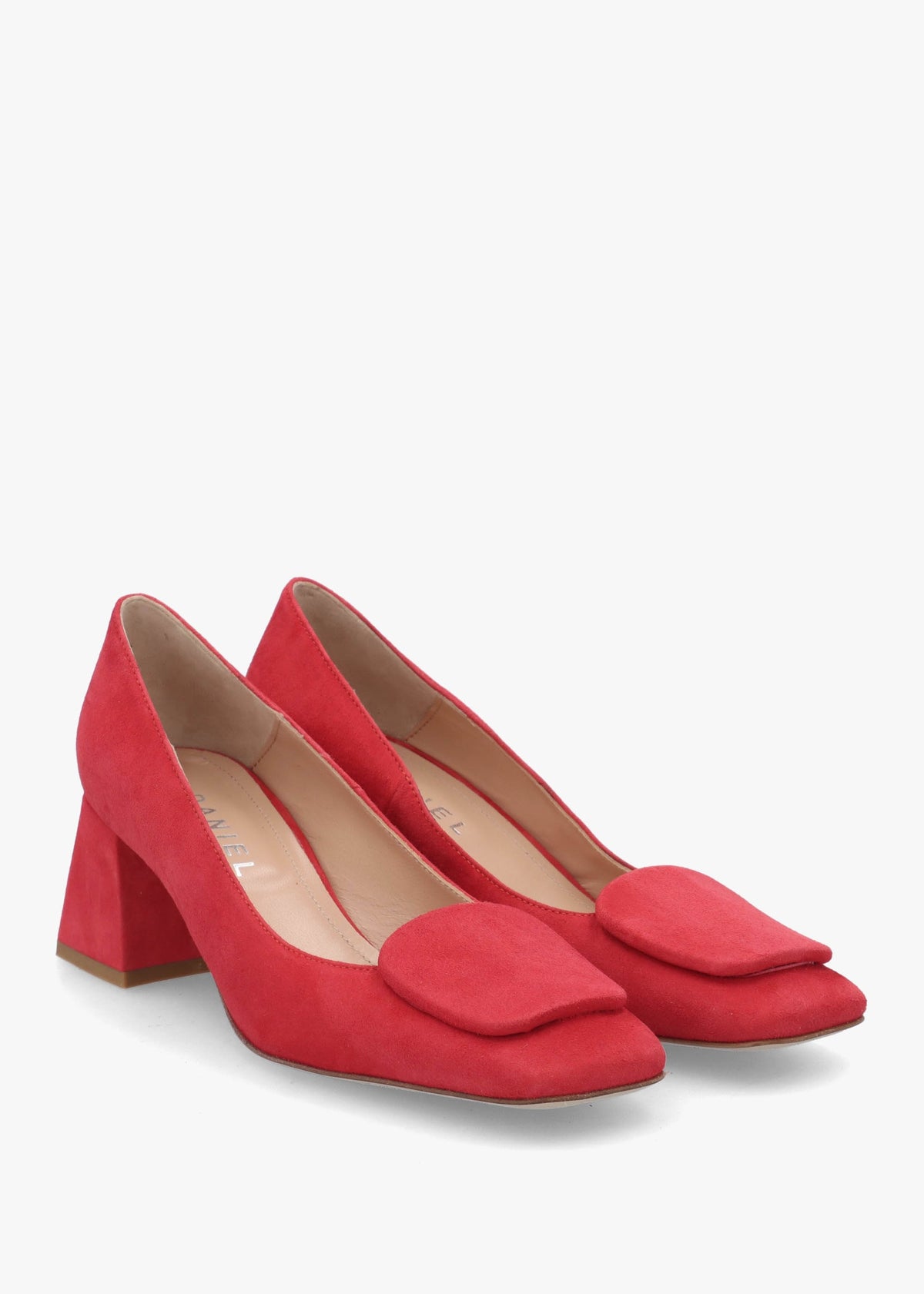 Nessie Red Suede Block Heel Court Shoes