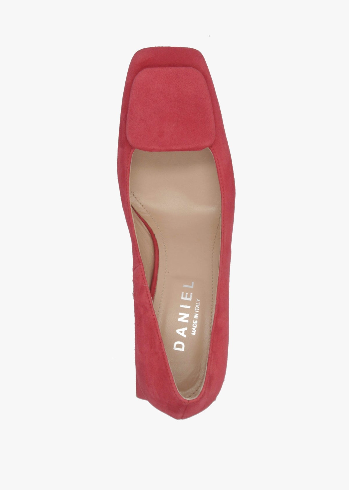 Nessie Red Suede Block Heel Court Shoes