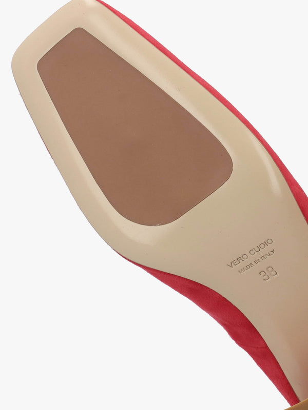 Nessie Red Suede Block Heel Court Shoes