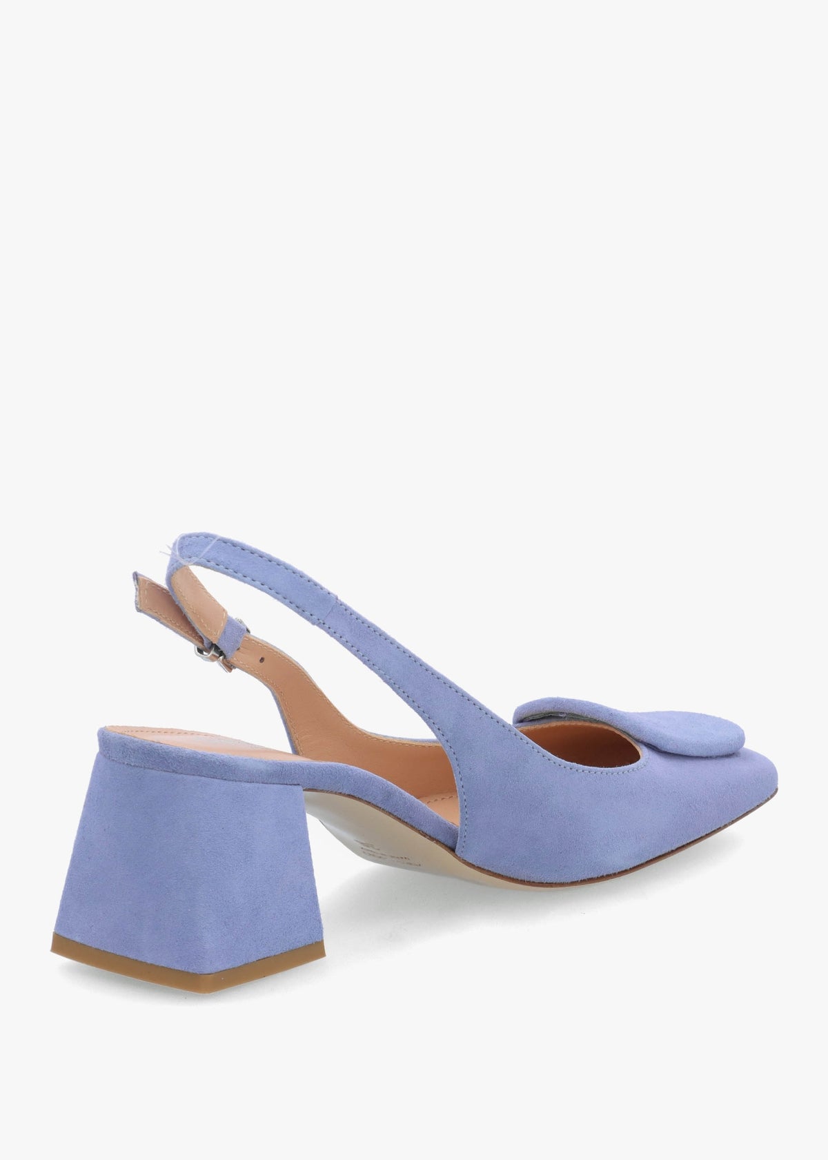 Nessie Blue Suede Block Heel Sling Backs