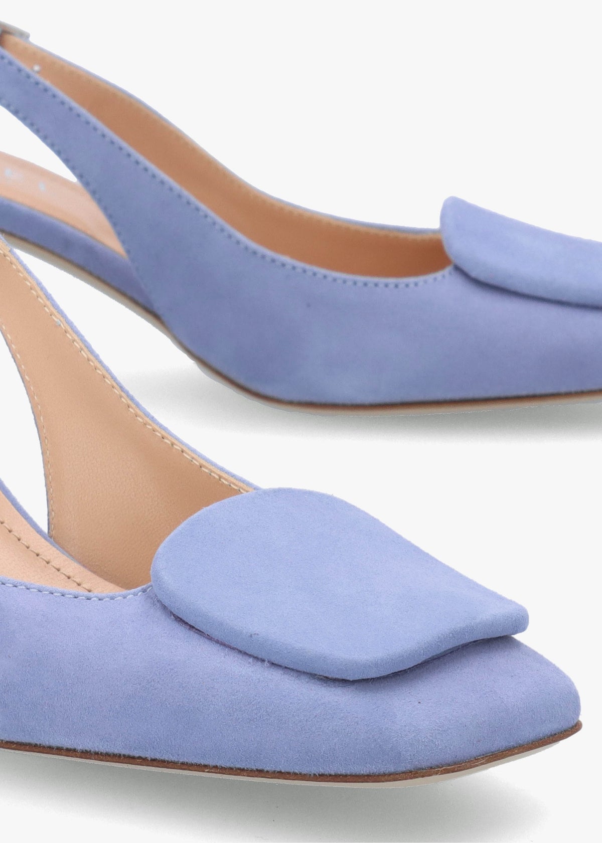 Nessie Blue Suede Block Heel Sling Backs