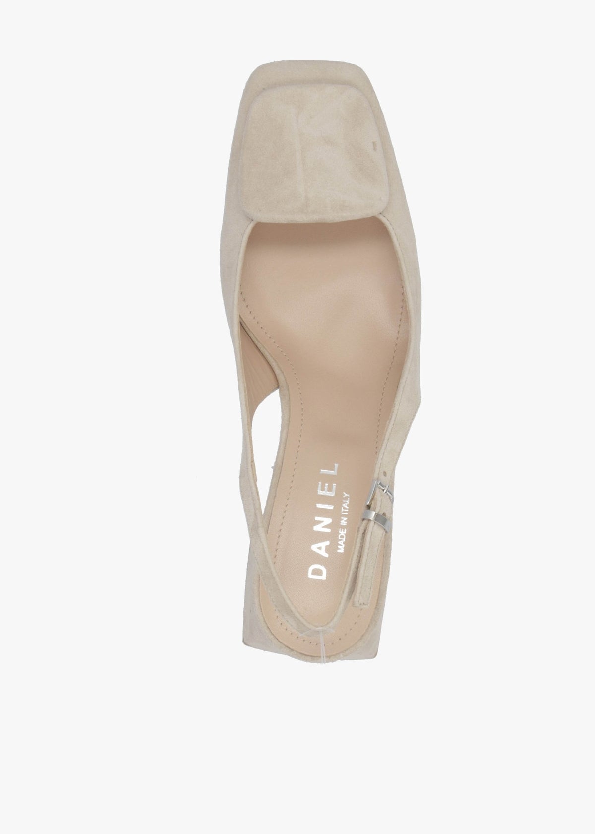 Nessie Beige Suede Block Heel Sling Backs
