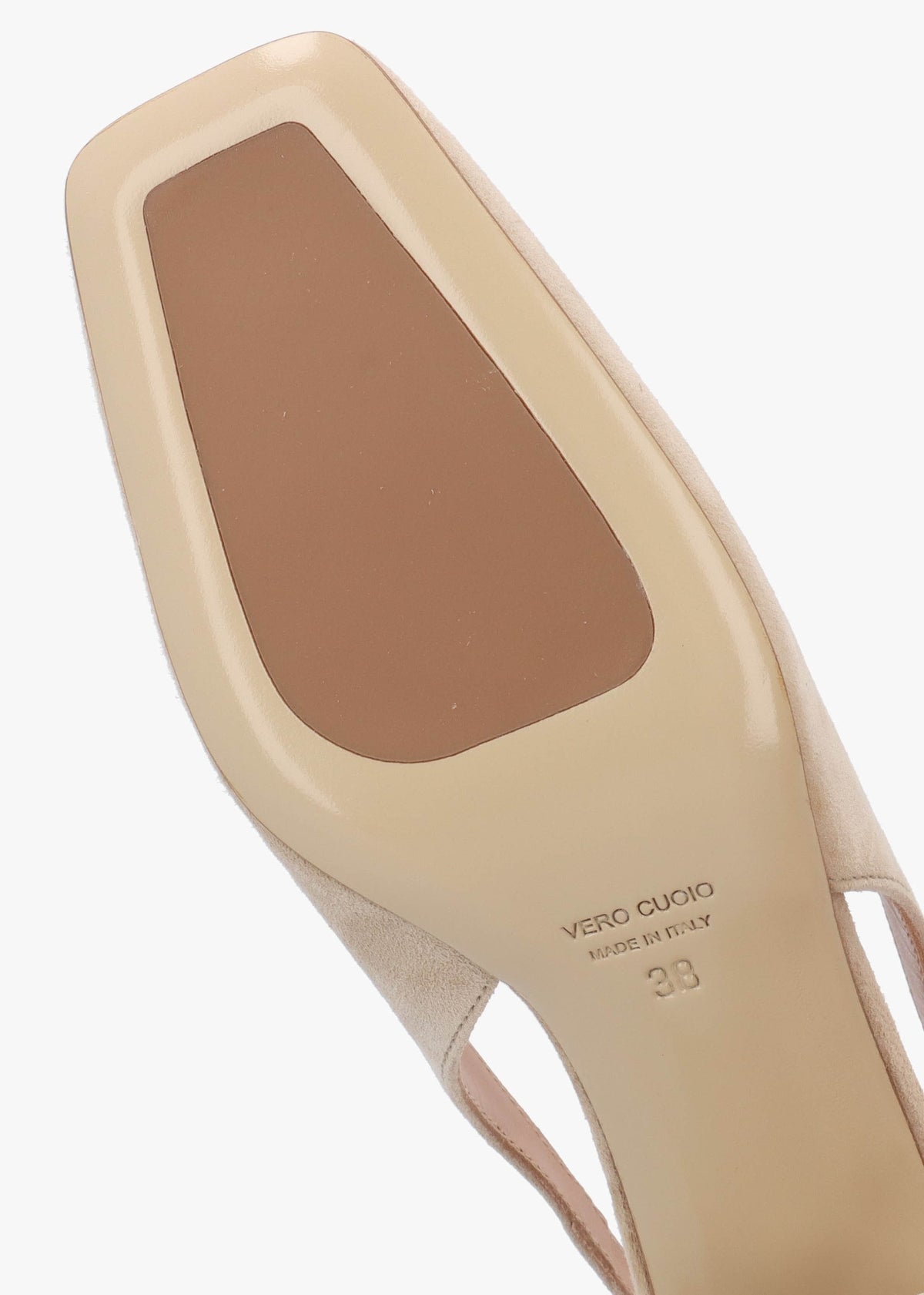 Nessie Beige Suede Block Heel Sling Backs