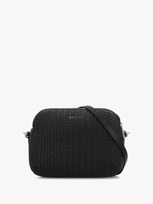 Dukes Place Weave Medium Top Zip Black Leather Cross-Body Bag