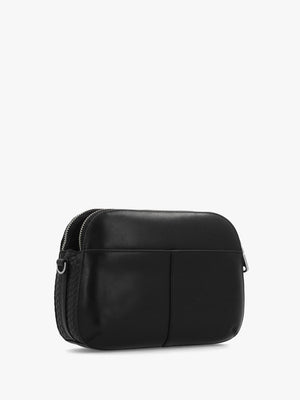 Dukes Place Weave Medium Top Zip Black Leather Cross-Body Bag