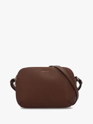 Dukes Place Medium Top Zip Chocolate Leather Cross-Body Bag