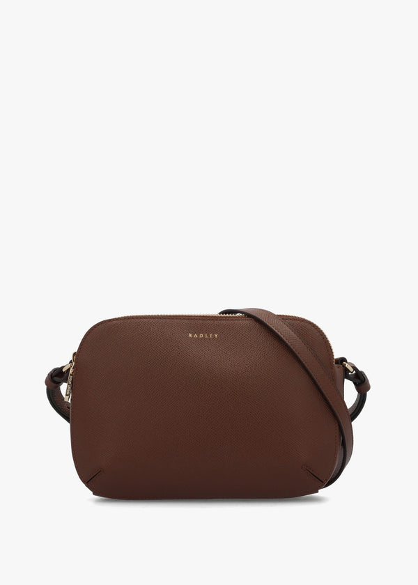 Dukes Place Medium Top Zip Chocolate Leather Cross-Body Bag