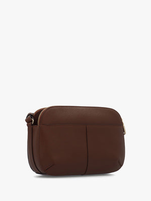 Dukes Place Medium Top Zip Chocolate Leather Cross-Body Bag