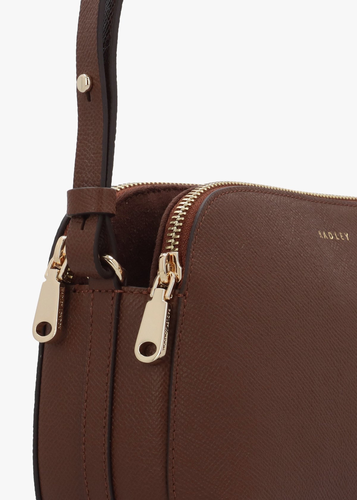 Dukes Place Medium Top Zip Chocolate Leather Cross-Body Bag
