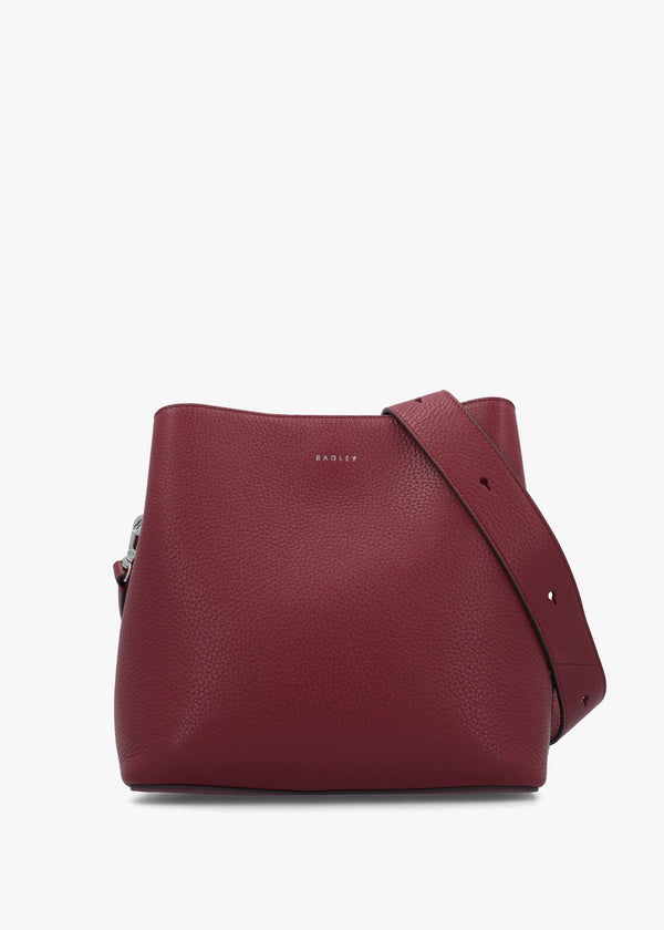 Dukes Place Medium Compartment Carmine Grained Leather Cross-Body Bag