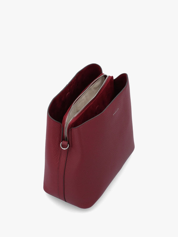 Dukes Place Medium Compartment Carmine Grained Leather Cross-Body Bag