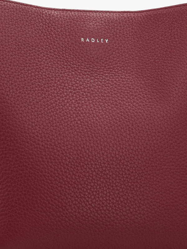 Dukes Place Medium Compartment Carmine Grained Leather Cross-Body Bag