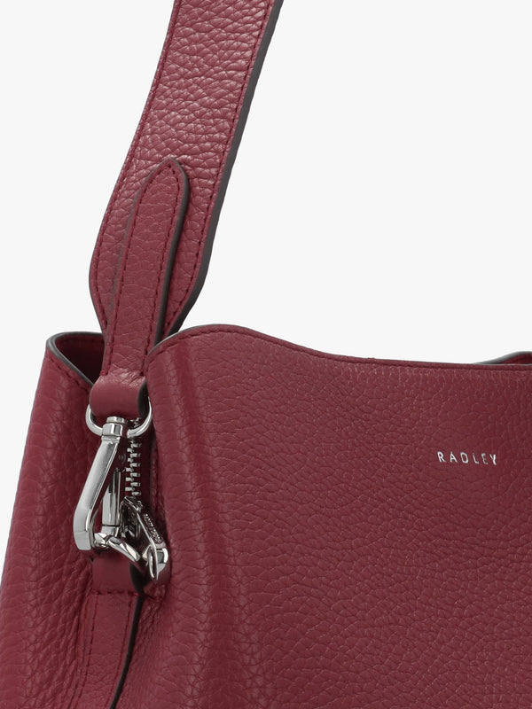 Dukes Place Medium Compartment Carmine Grained Leather Cross-Body Bag
