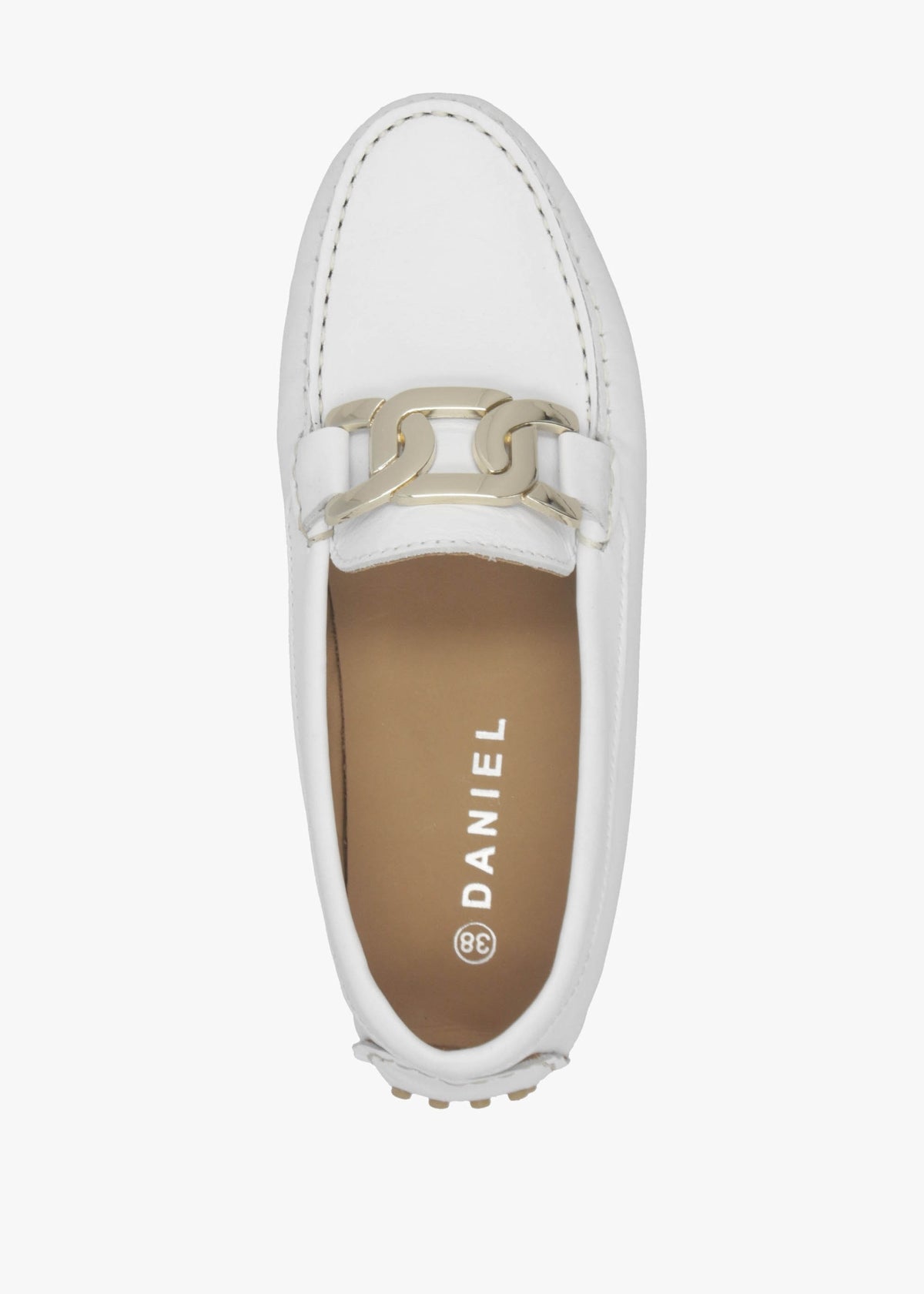 Privey White Leather Moccasin Loafers