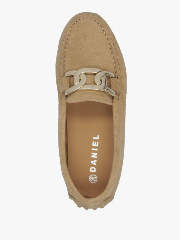Privey Beige Suede Moccasin Loafers