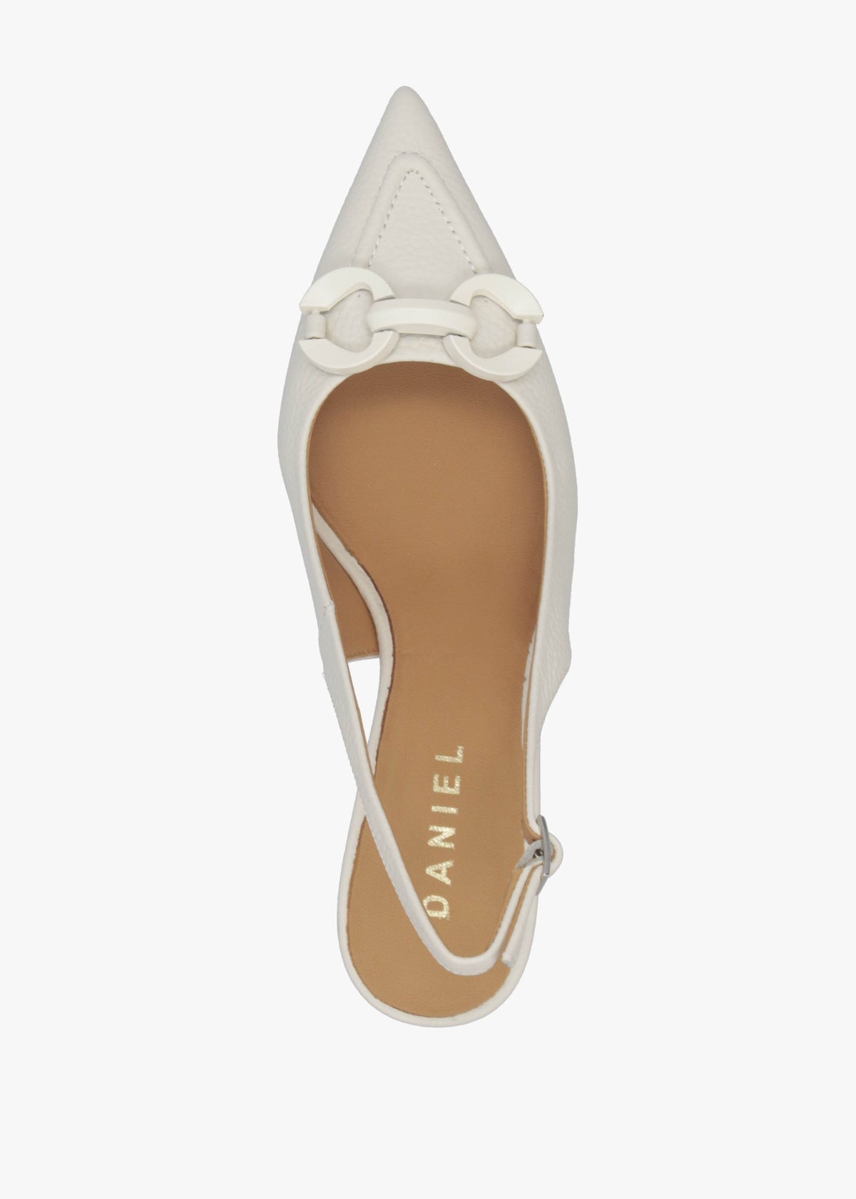 Eppie White Leather Mid Heel Sling Back Shoes