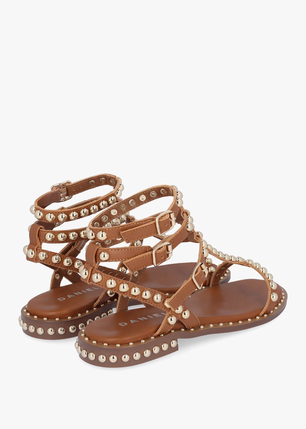 Eternal Tan Leather Studded Gladiator Sandals