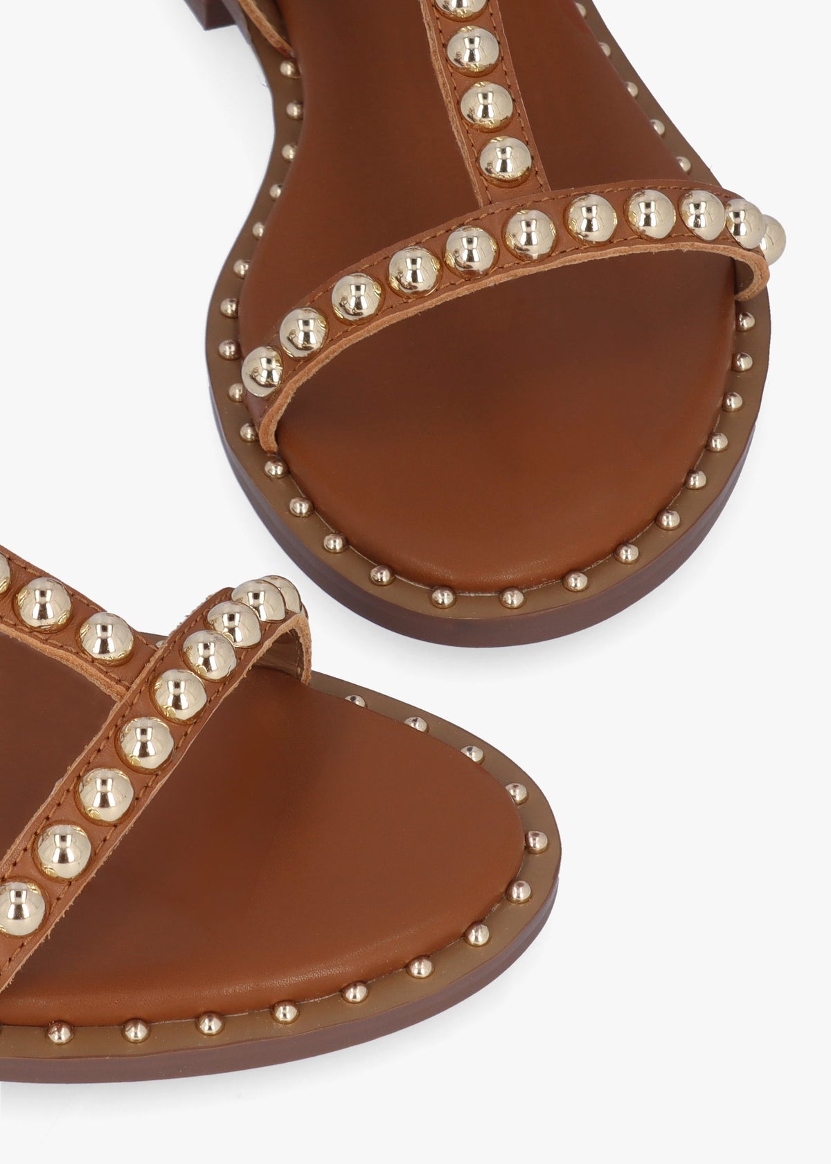 Eternal Tan Leather Studded Gladiator Sandals