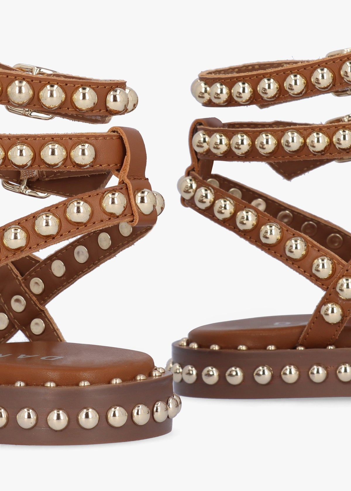 Eternal Tan Leather Studded Gladiator Sandals
