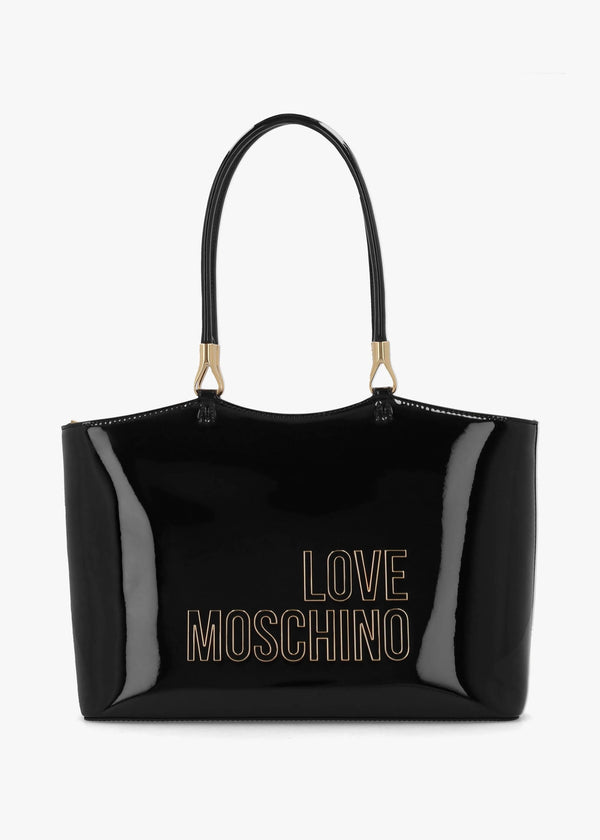 Enameled Logo Nero Tote Bag