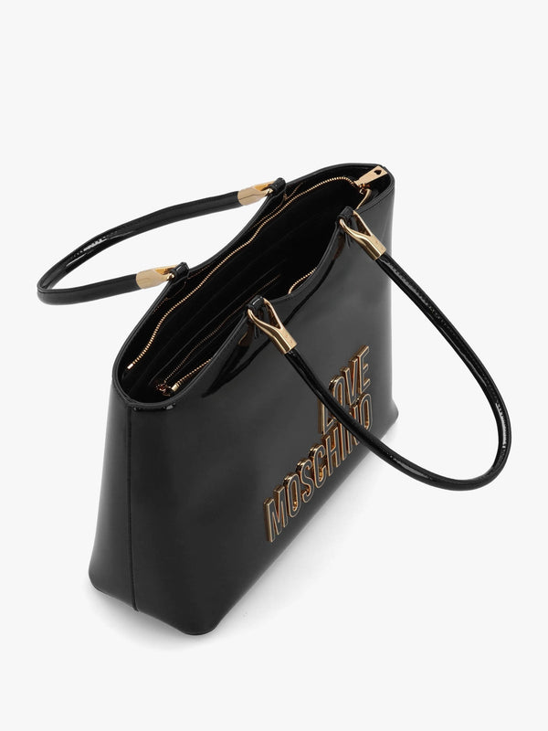 Enameled Logo Nero Tote Bag