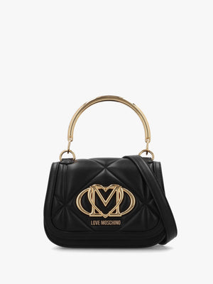 Quilted Nero Embossed Top Handle Shoulder Bag