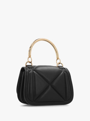 Quilted Nero Embossed Top Handle Shoulder Bag