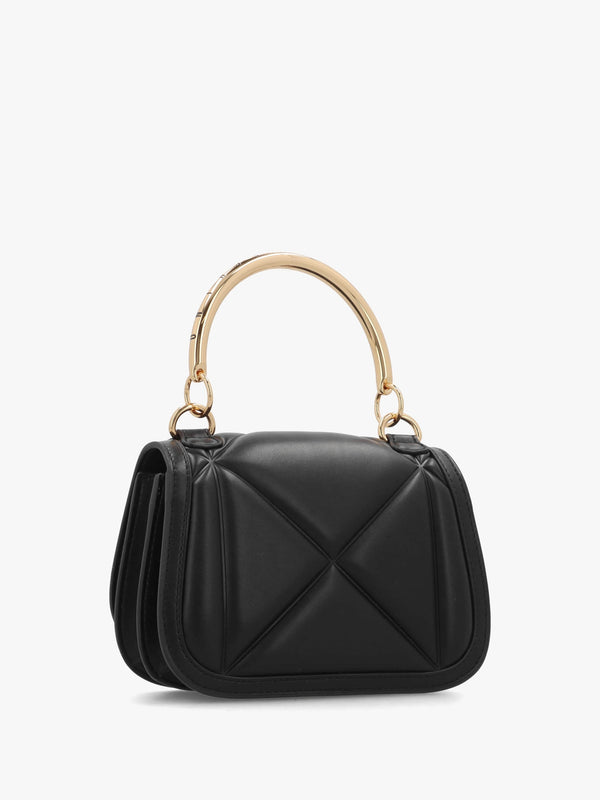 Quilted Nero Embossed Top Handle Shoulder Bag