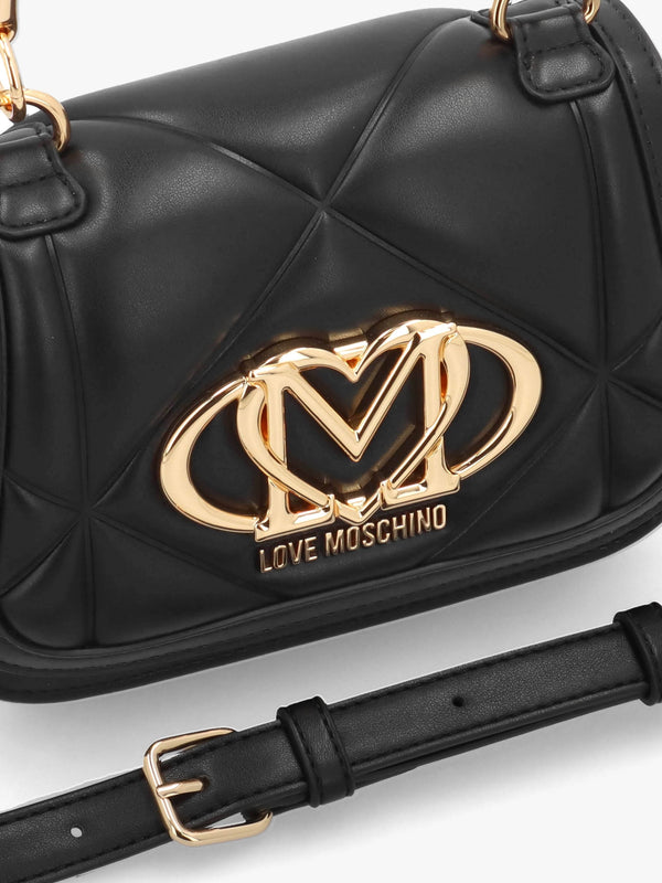 Quilted Nero Embossed Top Handle Shoulder Bag