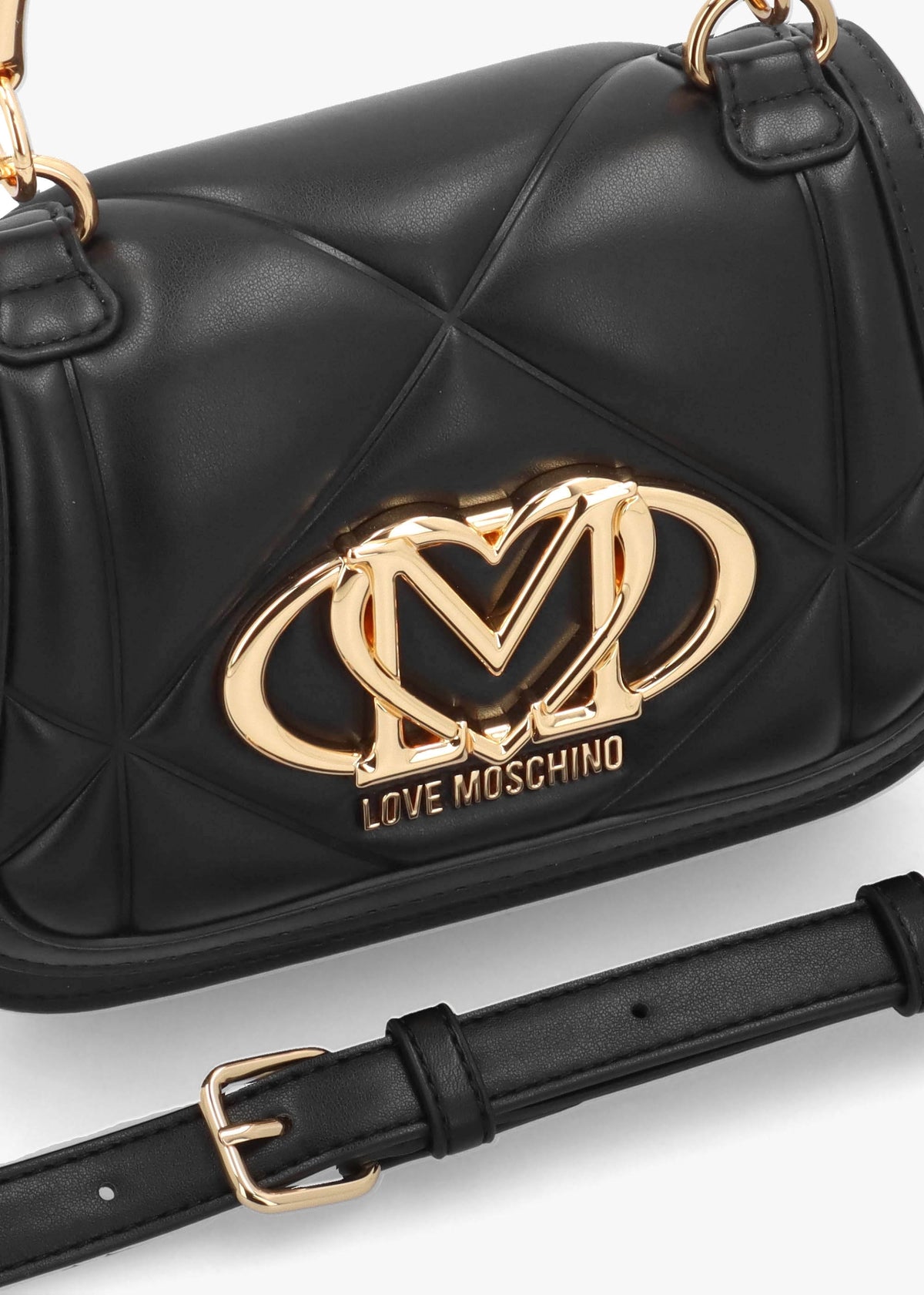 Quilted Nero Embossed Top Handle Shoulder Bag
