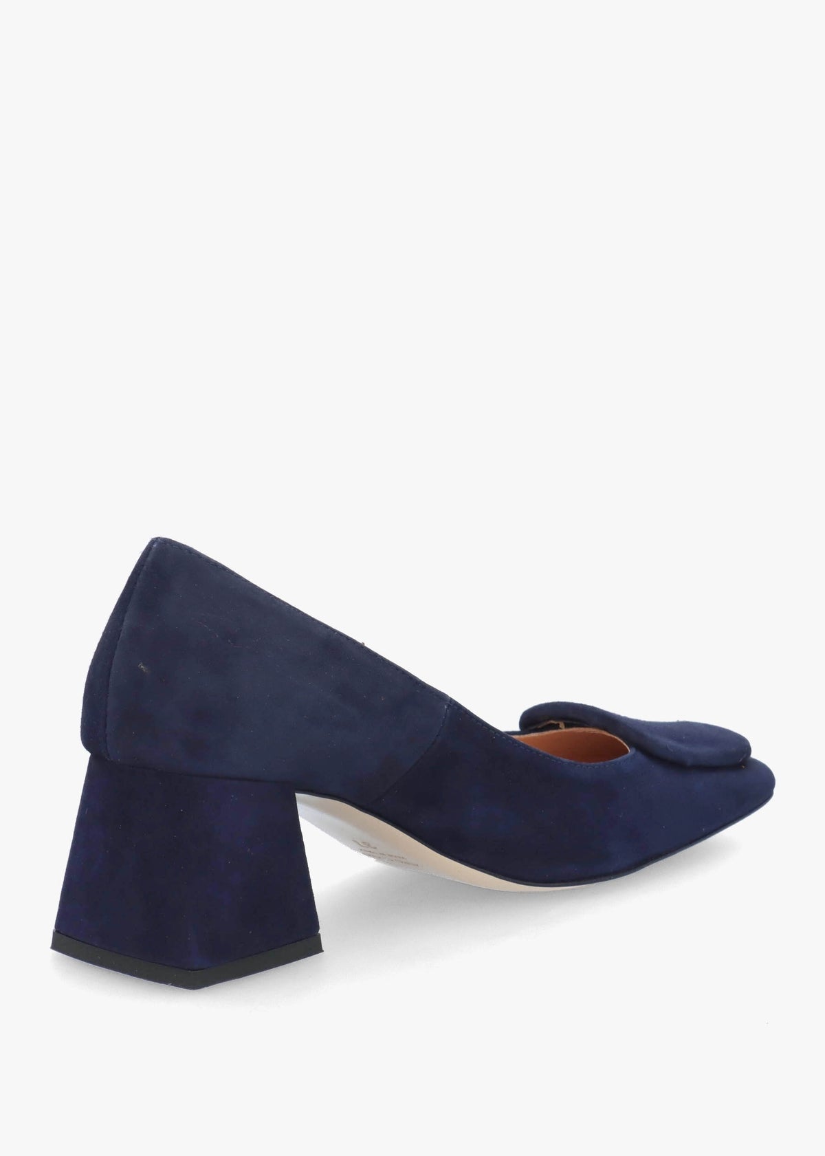Nessie Navy Suede Block Heel Court Shoes