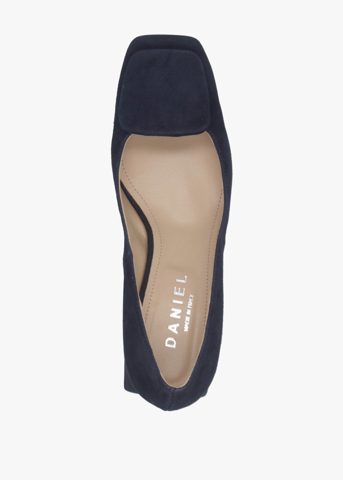 Nessie Navy Suede Block Heel Court Shoes