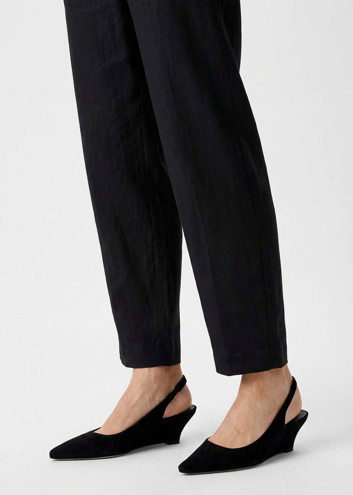 Nerys Black Suede Low Wedge Sling Backs