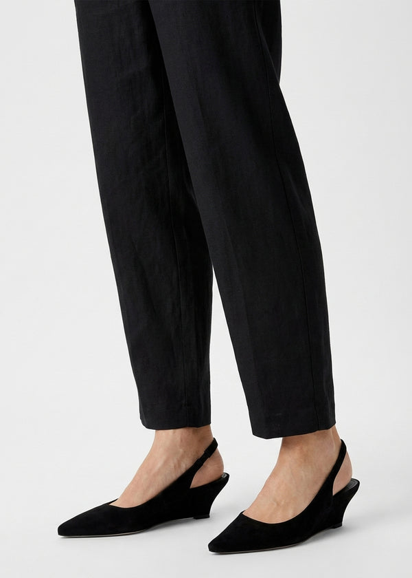 Nerys Black Suede Low Wedge Sling Backs